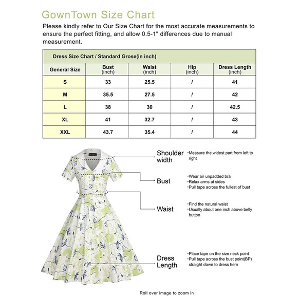 New GownTown Womens 1950s Cape Collar Vintage Swing Stretchy Blue White Dress 2X - Picture 12 of 12